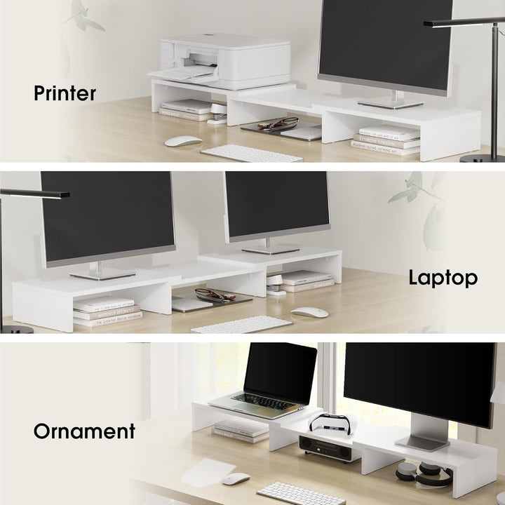 FITUEYES Dual Monitorständer aus Holz, Verstellbare Länge und Schwenkwinkel Bildschirmständer, Monit