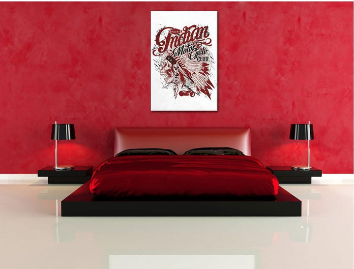 Indian motorcycle-Club white Bild auf Leinwand, XXL riesige Bilder fertig gerahmt mit Keilrahmen, Ku