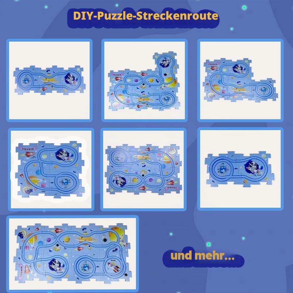 Auto Spielzeug Autorennbahn Spielzeugauto 12pcs DIY-Puzzlebahn für Kinderspielzeug DIY-Route Cars Sp