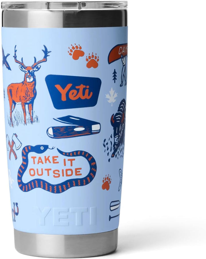 YETI Rambler Thermobecher 20 oz (591 ml) Big Sky Summer Camp – Kaffeebecher To Go, Thermotasse aus E