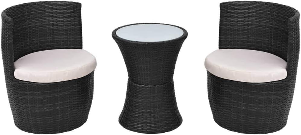 vidaXL Gartenmöbel 5-TLG. Poly Rattan Bistroset Sitzgruppe Garnitur Balkonset Schwarz, Schwarz
