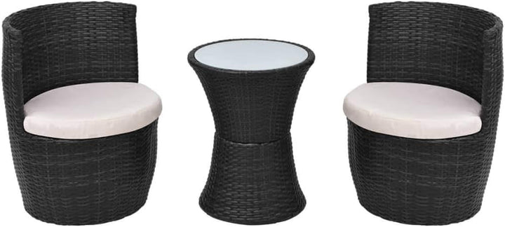 vidaXL Gartenmöbel 5-TLG. Poly Rattan Bistroset Sitzgruppe Garnitur Balkonset Schwarz, Schwarz