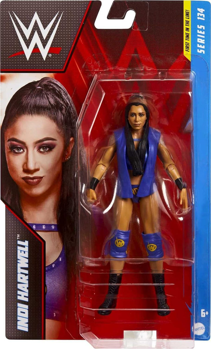 Mattel WWE Basic Actionfigur, Indi Hartwell, beweglich, 15,2 cm, Sammlerstück für Kinder ab 6 Jahren
