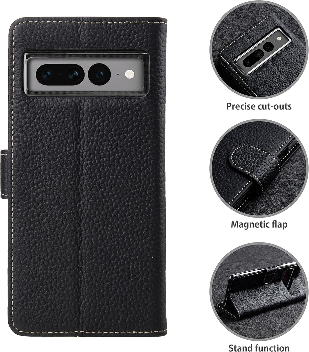STILGUT Talis kompatibel mit Google Pixel 7 Pro Hülle mit Kartenfach aus Leder, Wallet Case, Lederhü