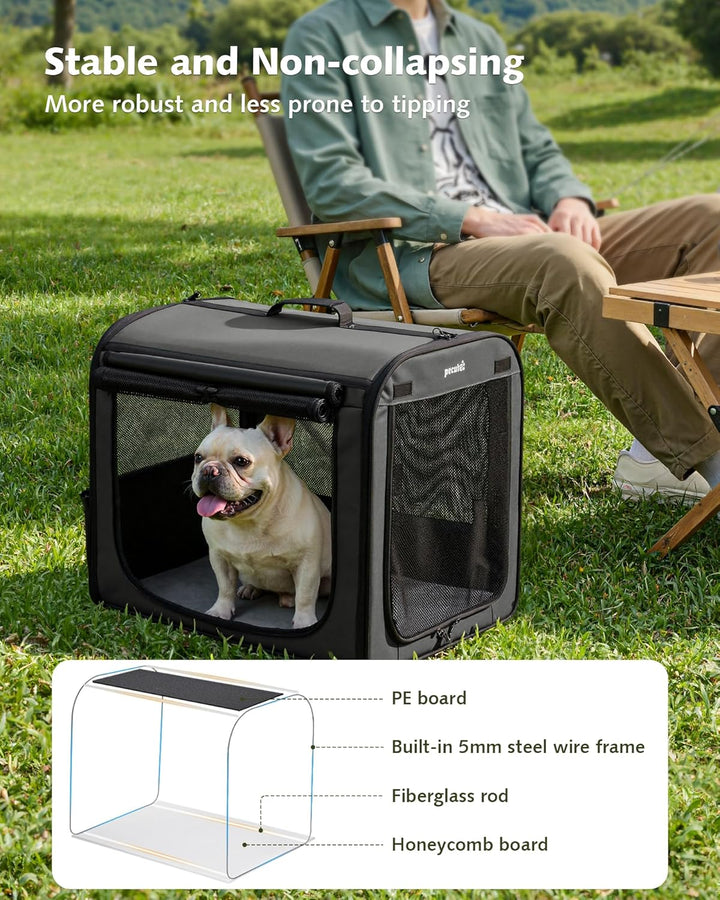 pecute Hundebox Faltbar Hundetransportbox Stabil Auto Transportbox Hund 61 x 52 x 45 cm, Leicht Katz