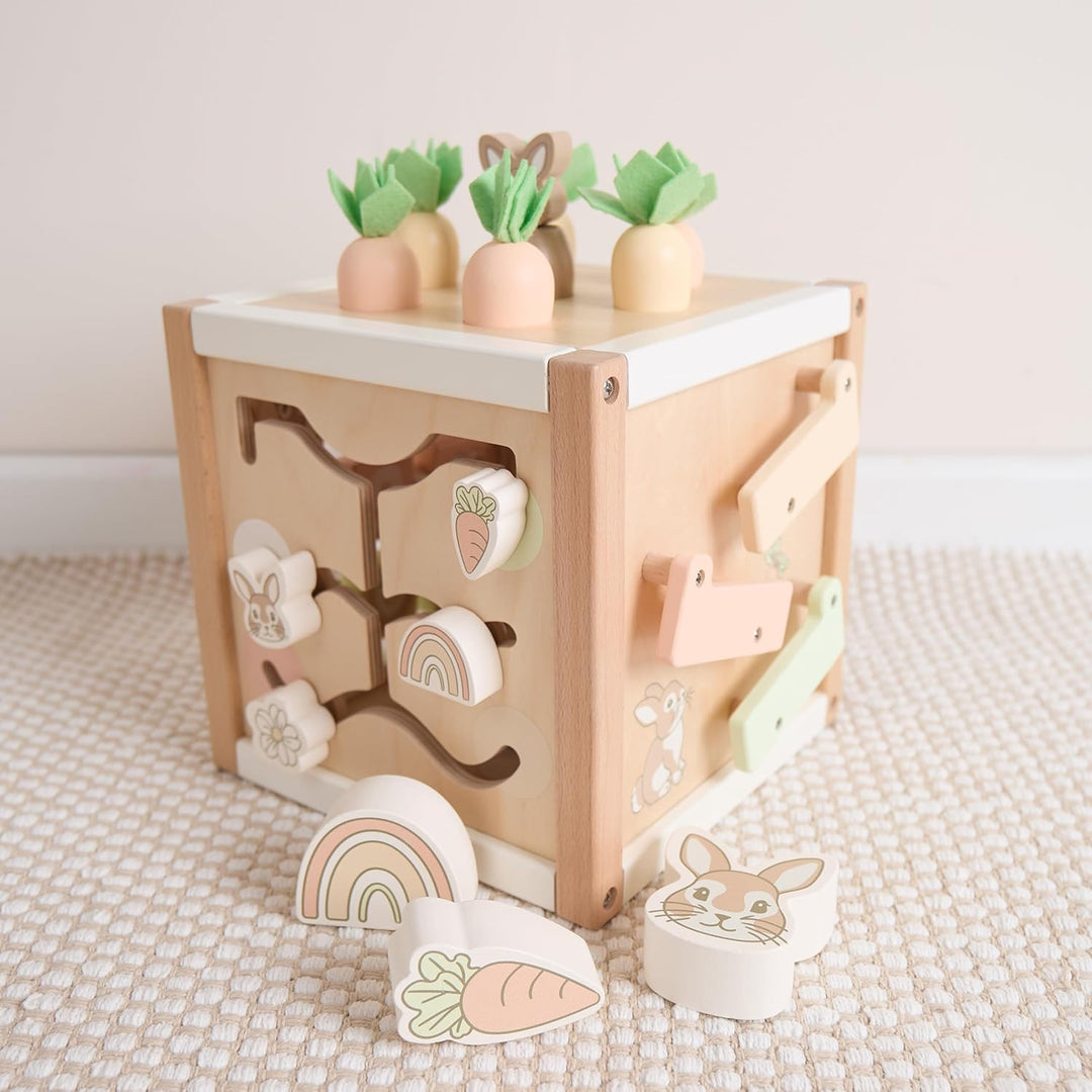 Bieco Motorikwürfel Hase Fine nachhaltiges Holz FSC® | Spielwürfel Baby | Motorikwürfel ab 1 Jahr Ac