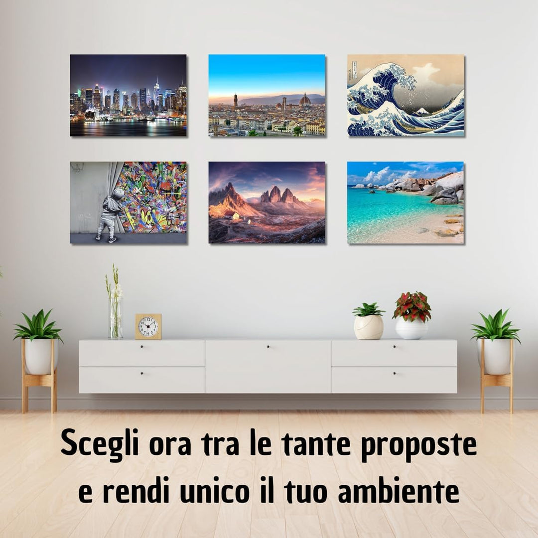Canvashop Moderne Bilder für Wohnzimmer, 50 x 35 cm, Van Gogh Nacht, Bild auf Leinwand