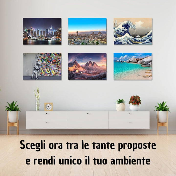 Canvashop Moderne Bilder für Wohnzimmer, 50 x 35 cm, Van Gogh Nacht, Bild auf Leinwand