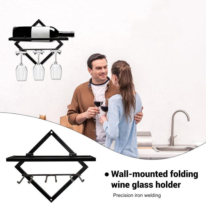 Metall Wandmontierter Weinhalter Stemware Glass Rack, Upgrade zusammenklappbarer Wandbehang Rotweinr