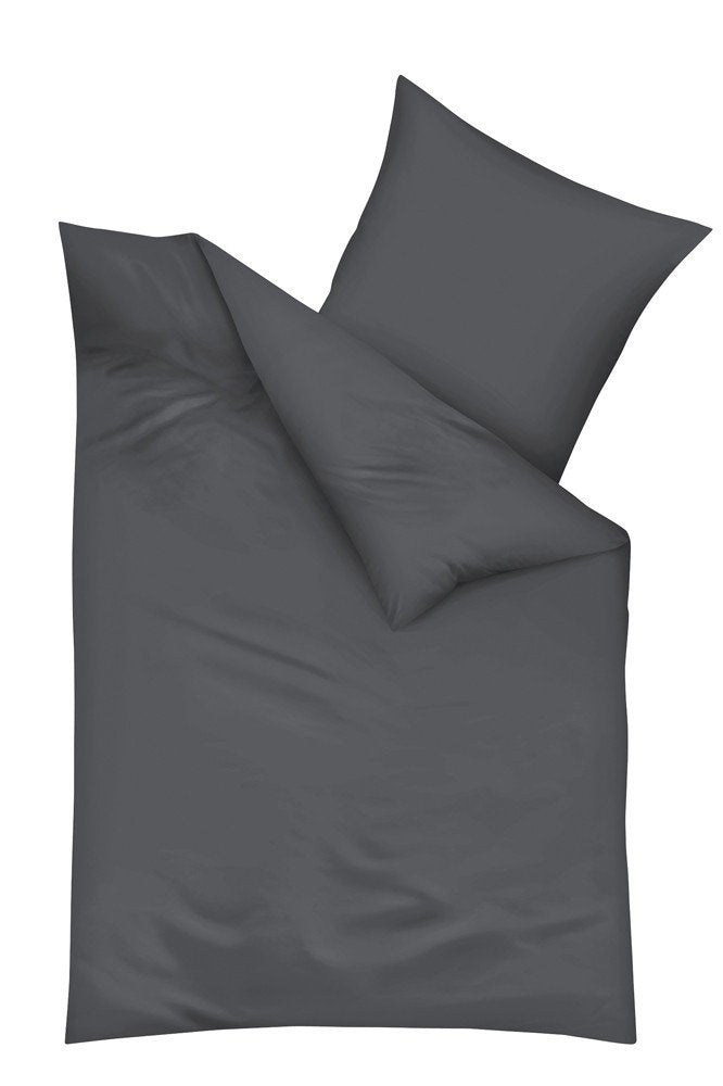 Kaeppel Biber Bettwäsche Uni 200x200cm Rot Silber Weiss Anthrazit Creme Einfarbig, Farbe:Anthrazit,