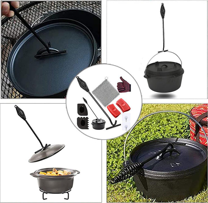 TOTONY Deckelheber Dutch Oven, 42CM Feuertopf Deckelheber, Haken Dutch Oven, Ringreiniger Dutch Oven