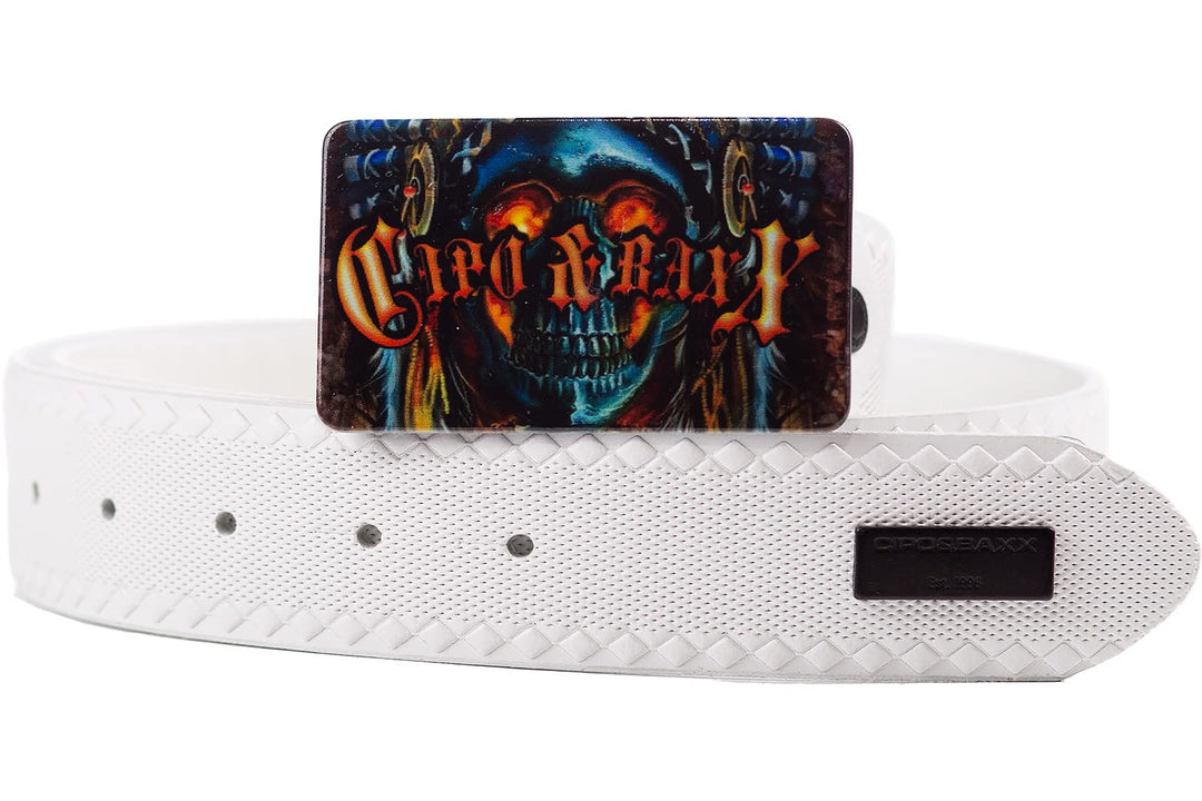 Cipo & Baxx Herren Gürtel Cooles Stylisches Modernes Design 90 Weiss - 19, 90 Weiß - 19