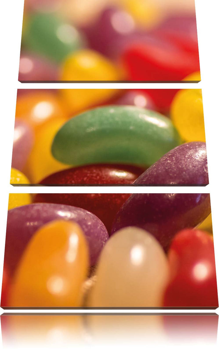 Pixxprint Süssigkeiten- Jelly Belly Beans 3-Teiler Leinwandbild 120x80 Bild auf Leinwand