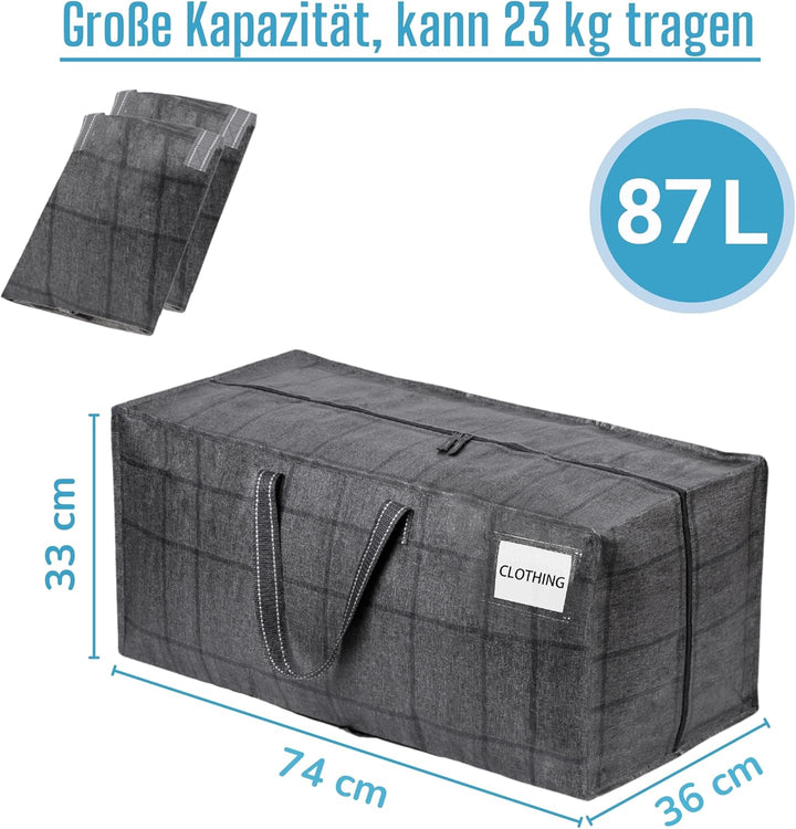 VENO 4-er Pack extra grosse Umzugstaschen mit Rucksackgurten, Umzugshelfer, starke Griffe und Reissv