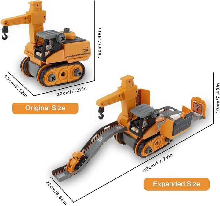 4 in 1 DIY Auseinander Nehmen Auto Toys, Baufahrzeuge Set Gebäude Bagger Kran LKW Spielzeug Interakt