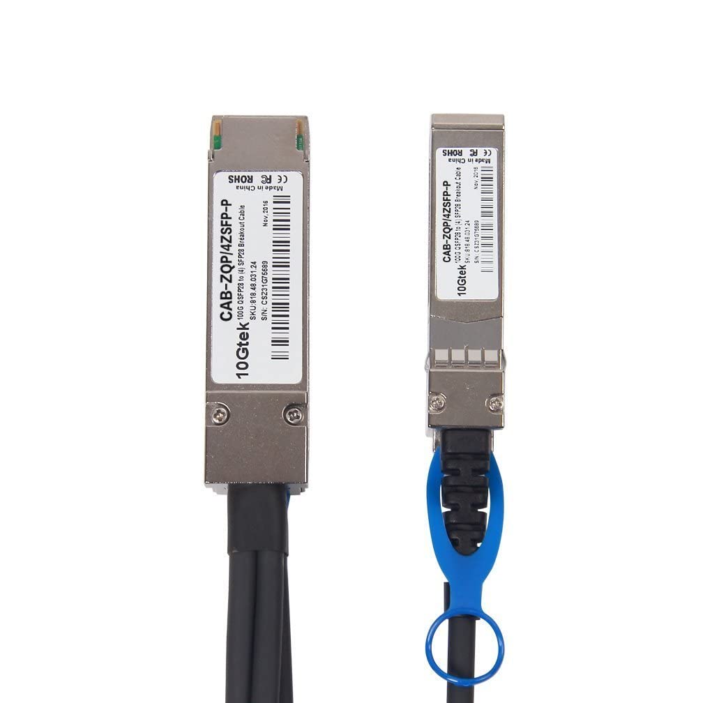 10Gtek 100G QSFP28 to 4X 25G SFP28 Breakout DAC Passive Direct Attach Copper Twinax Cable for Arista