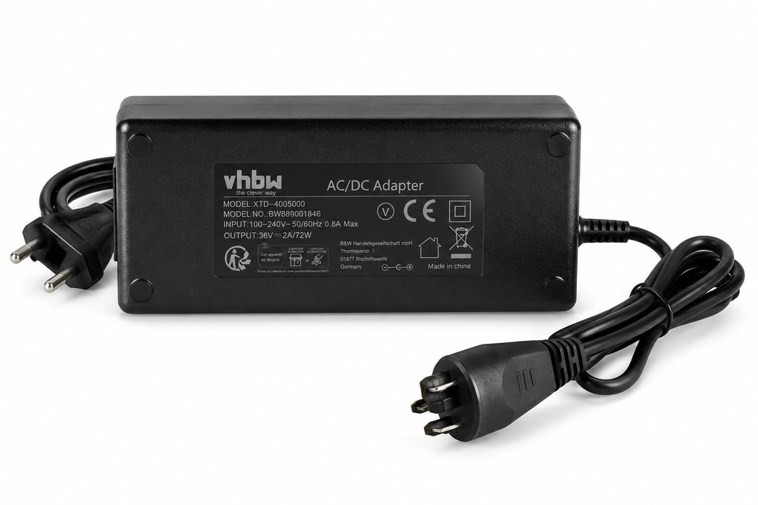 vhbw 1x Ladegerät kompatibel mit Bosch PowerPack 400, PowerPack 500 Fahrradakkus, E-Bike - Für 36 V
