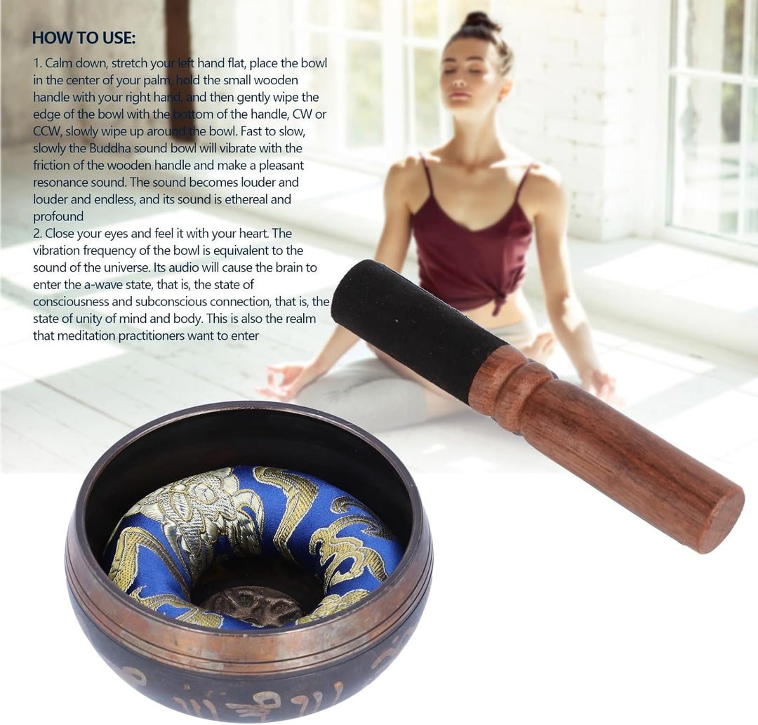 Tibetisches Klangschalen Set, Handgefertigte Meditations Buddha Klangschale, Zen Dekor für Yoga Medi