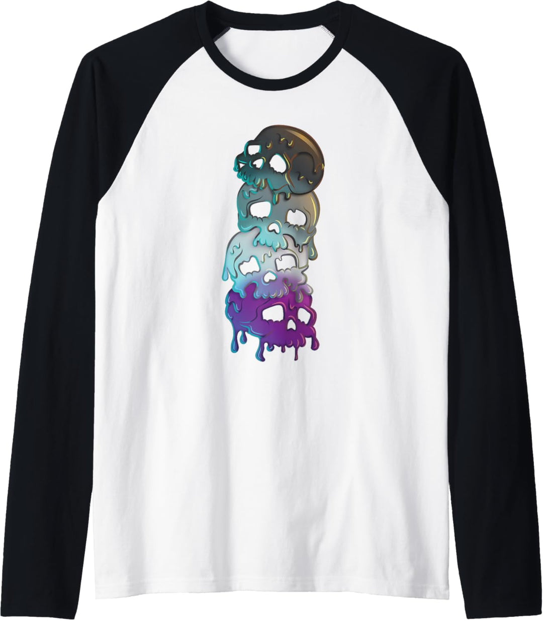 Asexual Pride-Flagge Gothik-Schädel Raglan