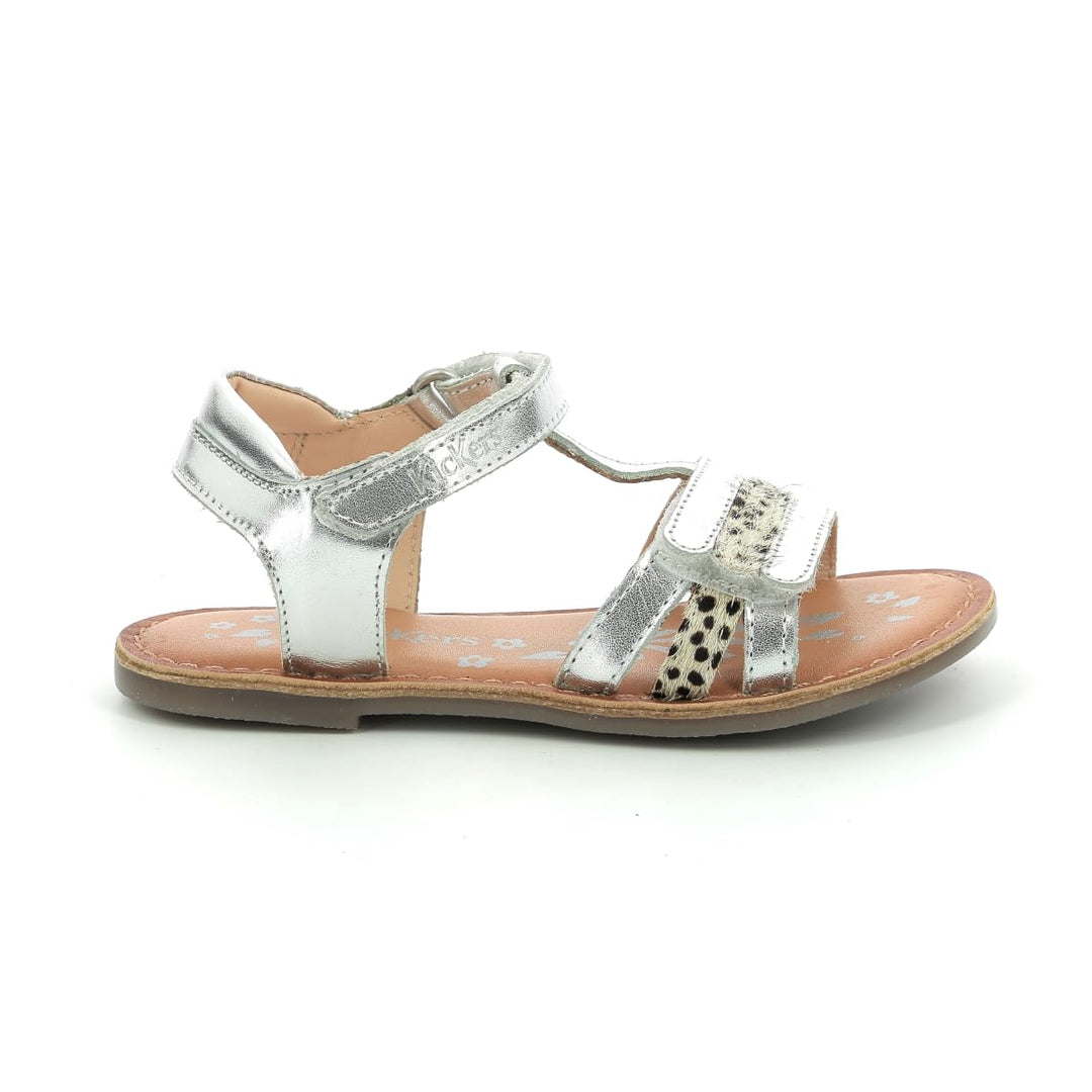 Kickers Mädchen Diamanto Sandale 24 EU Weiss Silber Bedruckt, 24 EU Weiss Silber Bedruckt