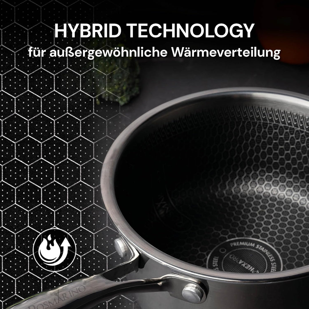 Rosmarino HexaPro 3.0 Topf- und Pfannenset mit Deckeln - 8-teilig, verschiedene Grössen, aus Edelsta