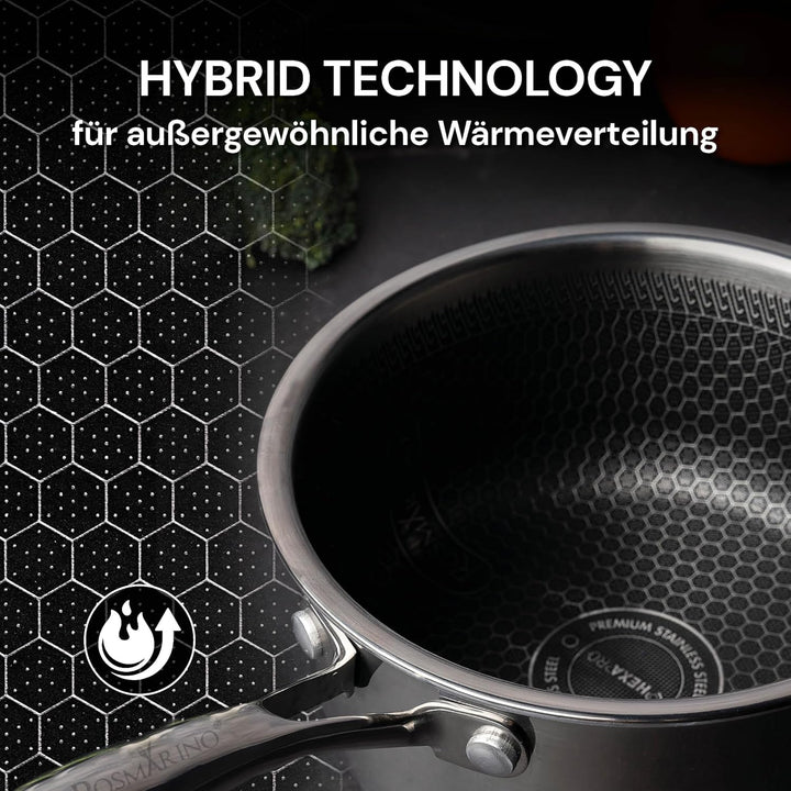 Rosmarino HexaPro 3.0 Topf- und Pfannenset mit Deckeln - 8-teilig, verschiedene Grössen, aus Edelsta