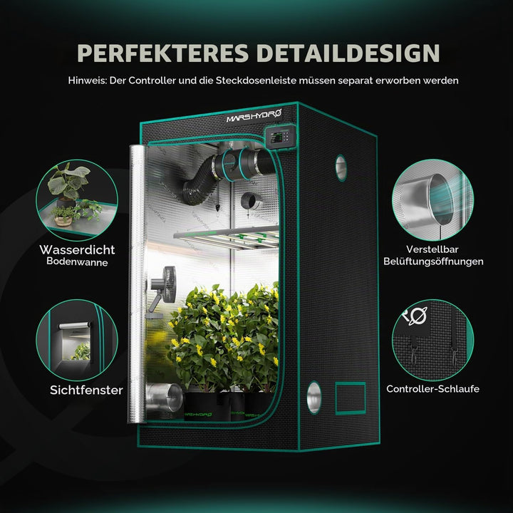 MARS HYDRO Growzelt 60x60x120cm,Indoor Grow Tent Reflektierende Mylar Zuchtzelte Hydrokultur,abnehmb