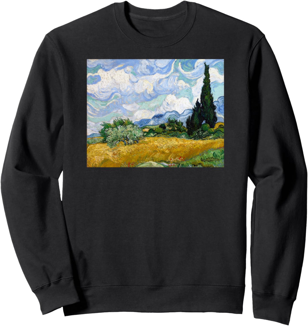 Van Gogh Weizenfeld mit Zypressen Moderne Kunst Malerei Sweatshirt