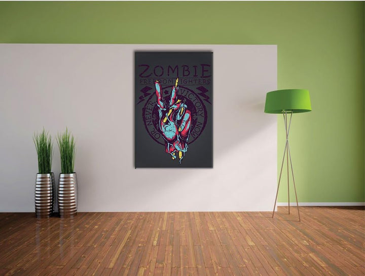 Pixxprint Victory Black Bild auf Leinwand, XXL riesige Bilder fertig gerahmt mit Keilrahmen, Kunstdr