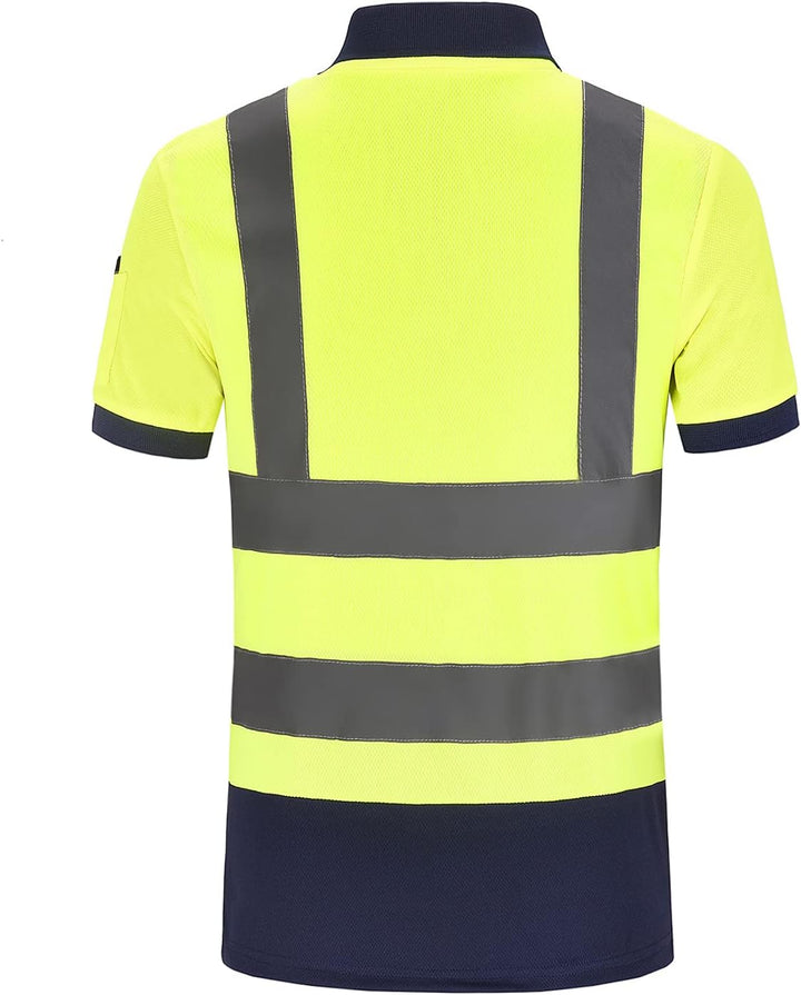 Warnschutz Polo T-Shirt Warnschutzshirt Warnshirt Warnschutz Arbeitskleidung 7 Farben 4XL Kurzarm-ge