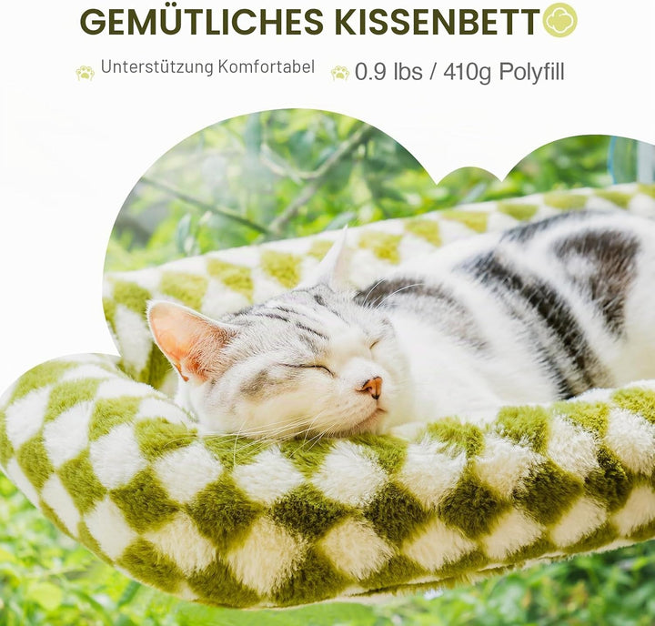 EDAGNY Faltbare Fensterliege für Katzen Robust mit Weich Waschbar Bezug Schachbrett Schwarz M, Schwa