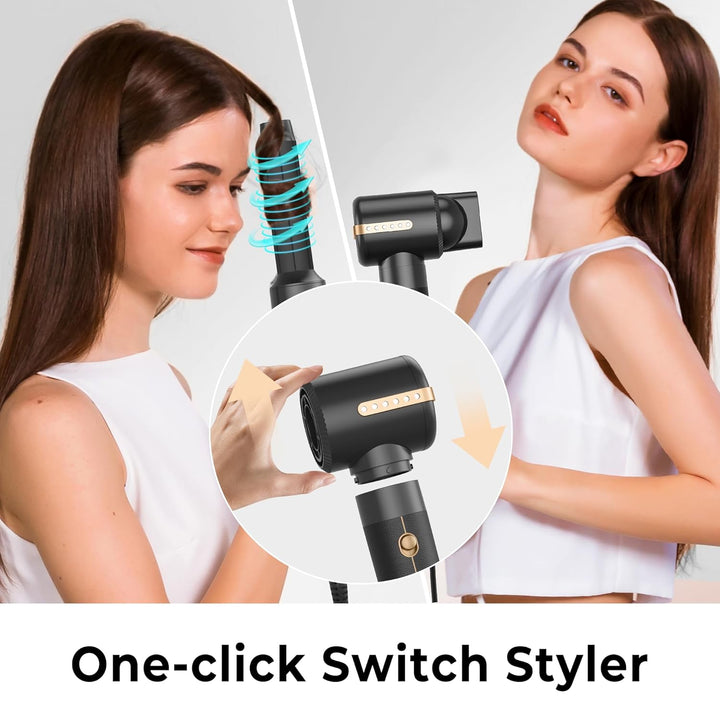 110000 RPM Ionen Haartrockner Warmluftbürste Haarstyler Set,7 in 1 Air Styler,Haartrockner mit FFöhn