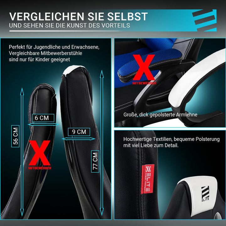 ELITE Gaming Stuhl MG100 Exodus | Ergonomischer Bürostuhl - Schreibtischstuhl - Chefsessel - Sessel