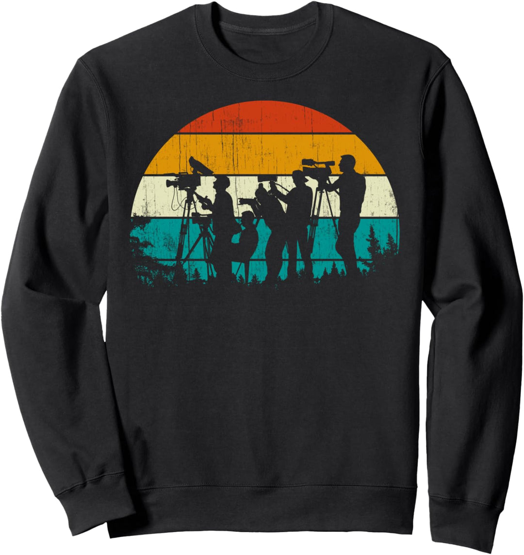 Vintage Retro Style Pine Tree Capture Video Press Cameraman Sweatshirt
