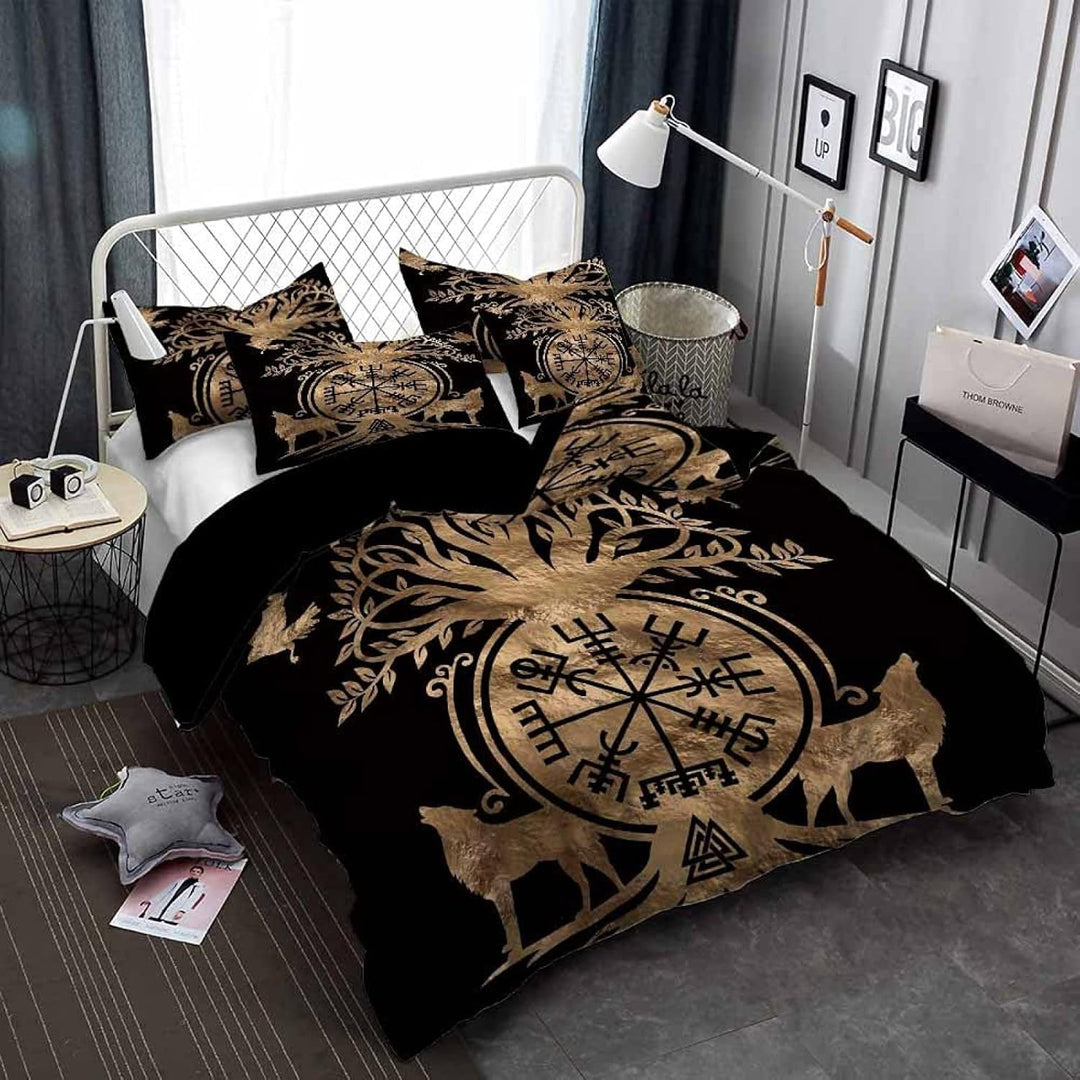 3D Wikinger Bettwäsche Set 135x200 cm 2teilig mit Reissverschluss Weiche und Angenehme Schlafkomfort