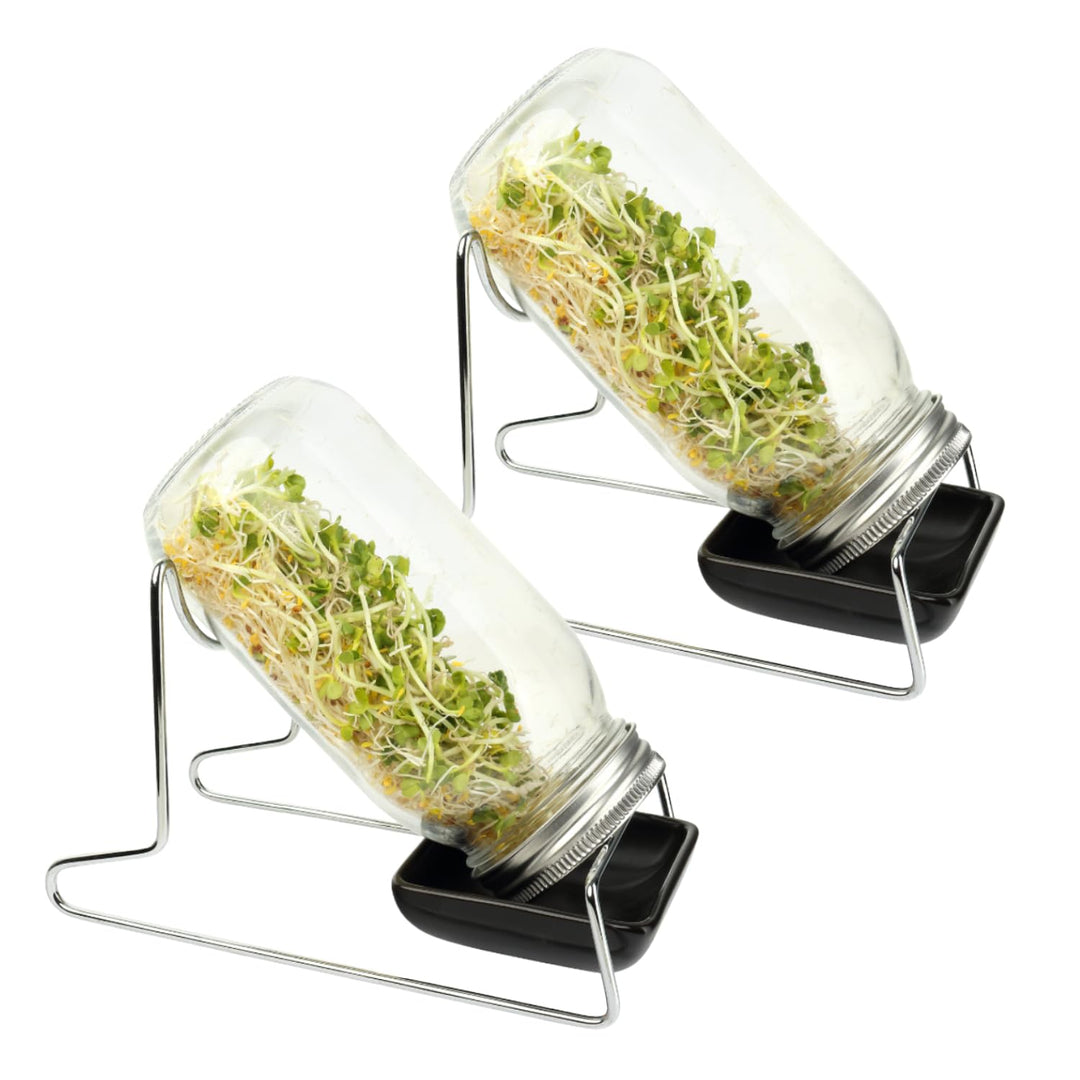 Schramm® Keimglas für Sprossen mit Gestell 750 ml Sprossenglas Keimgerät inkl. Deckel, Ständer und H