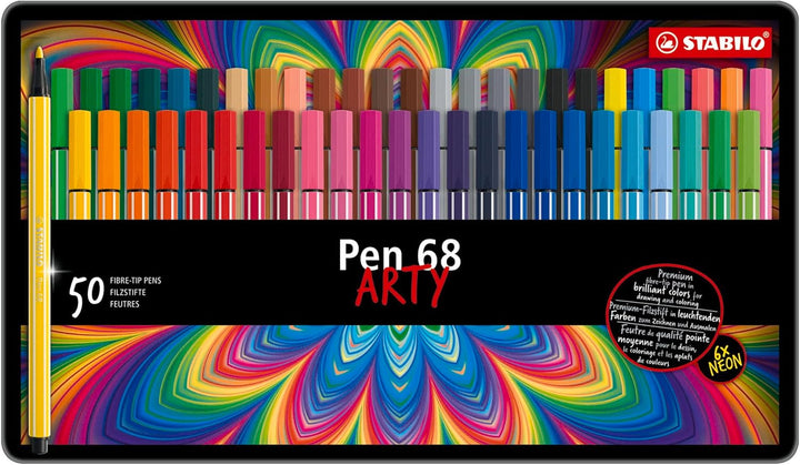 Premium-Filzstift - STABILO Pen 68 - ARTY - 50er Metalletui - mit 46 verschiedenen Farben 50er ARTY