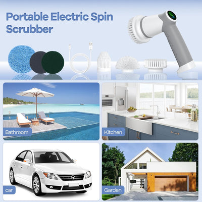 Reinigungsbürste elektrisch Bad,elektrische bürste zum putzen mit Led Anzeige,Spin Scrubber mit 6 Bü