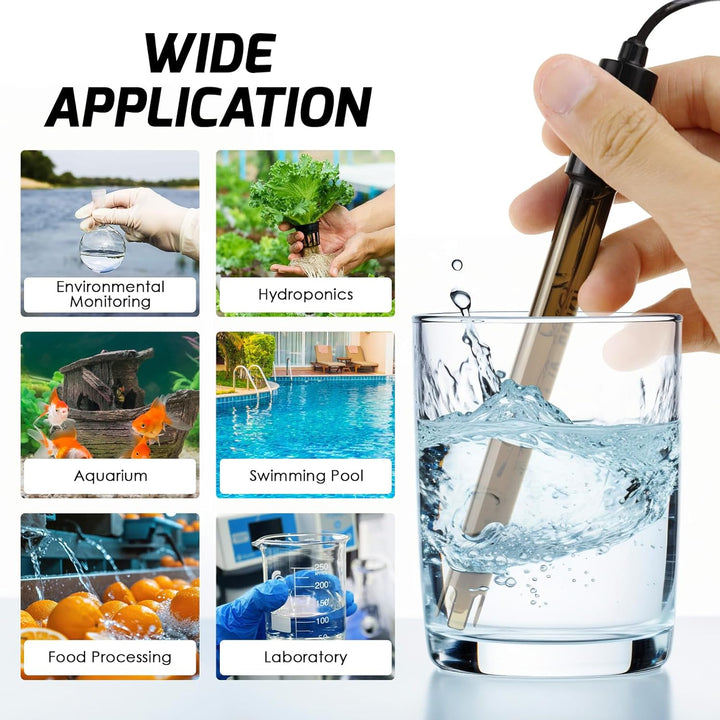 Ersatzelektrode pH-Wert, langes Kabel 0-14, pH-Sondentest, flüssiges Wasser, Meerwasser, saurer Rege