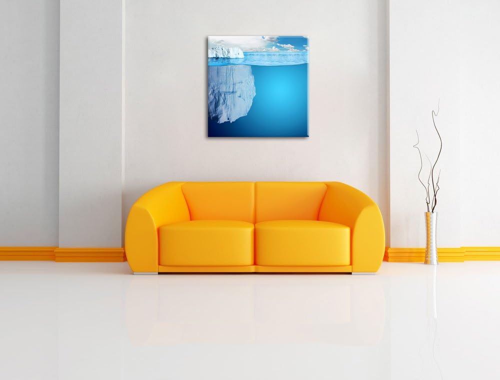 Pixxprint Riesiger Eisberg unter Wasser als Leinwandbild/Grösse: 70x70 cm/Wandbild/Kunstdruck/fertig