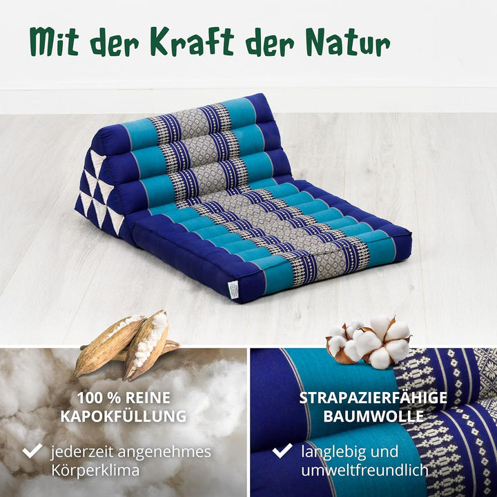 livasia Thaikissen mit 1 Auflage, Dreieckskissen mit Sitzkissen, Keilkissen mit Kapok, Rückenkissen