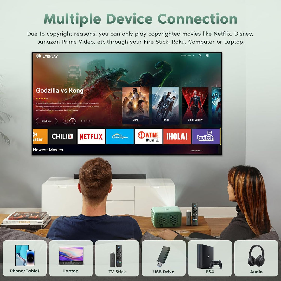 【Autofokus/Trapezkorrektur】Beamer 4K Unterstüt WiFi6 Bluetooth, 18000L Native 1080P Full HD Mini Bea