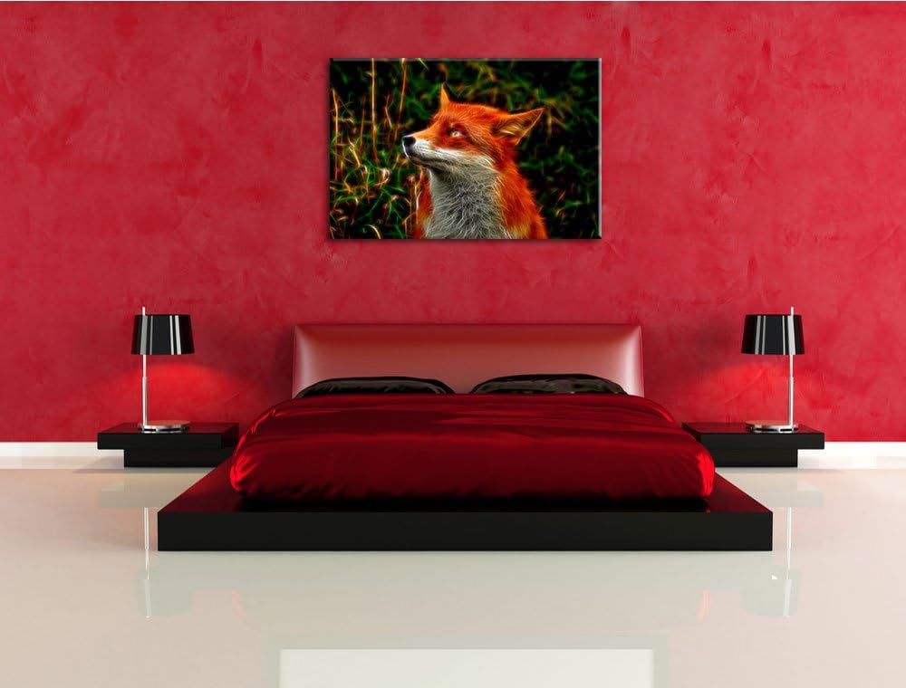 Süsser Fuchs im Wald, Format: 100x70 auf Leinwand, XXL riesige Bilder fertig gerahmt mit Keilrahmen,