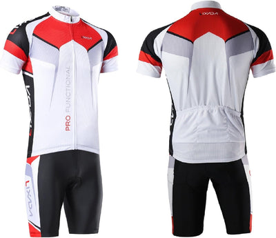 Lixada Herren Radtrikot Set Fahrrad Kurzarm Set Schnelltrocknend Atmungsaktives Shirt + 3D Cushion S