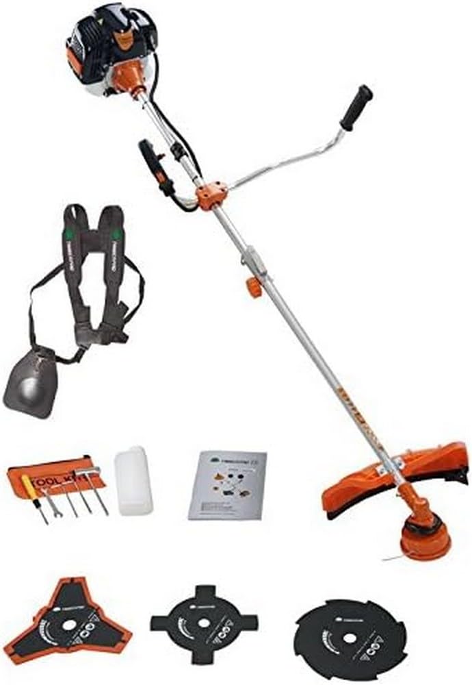 TIMBERPRO 2 in 1 Motorsense 52 ccm Motorsense, Rasenmäher mit Spule + 3 Klingen Einzigartig, Einziga