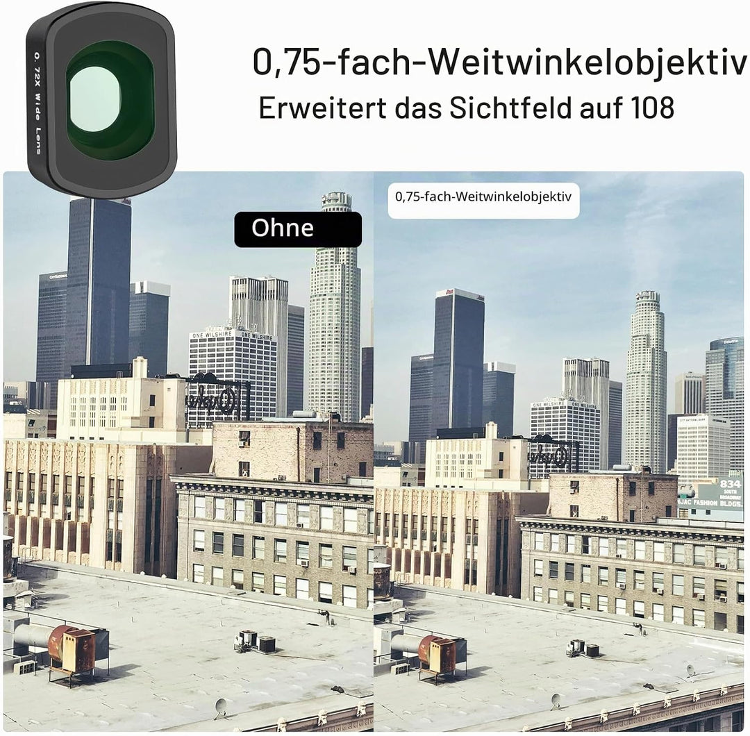 Haoge Pocket 3 Magnetisches 0,75-faches Weitwinkelobjektiv für DJI Osmo Pocket 3 Kameraobjektiv, erw