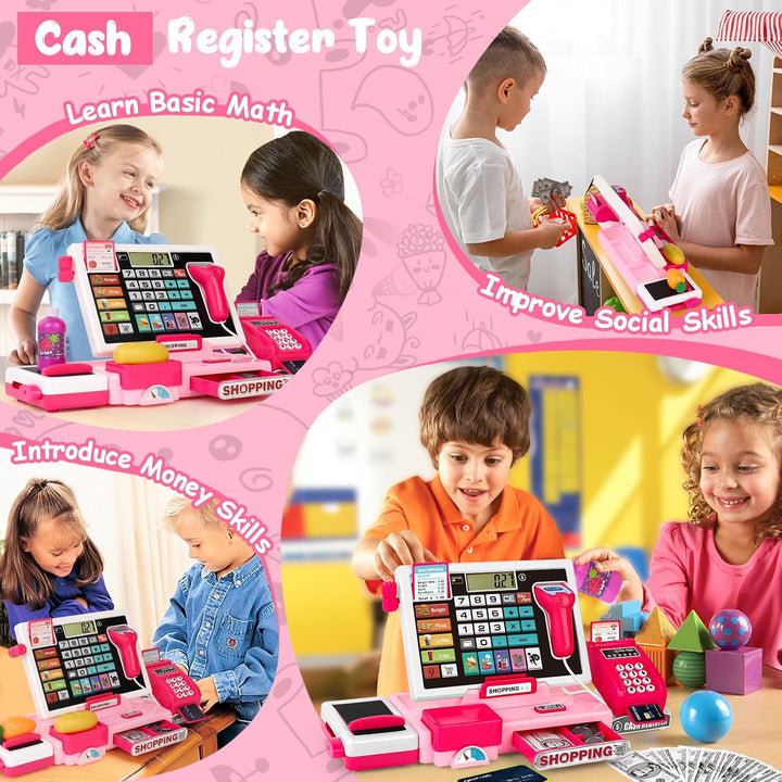 maysida Kinder Registrierkasse Spielzeug Playset, Kleinkind Prentend Play Store mit echtem Taschenre