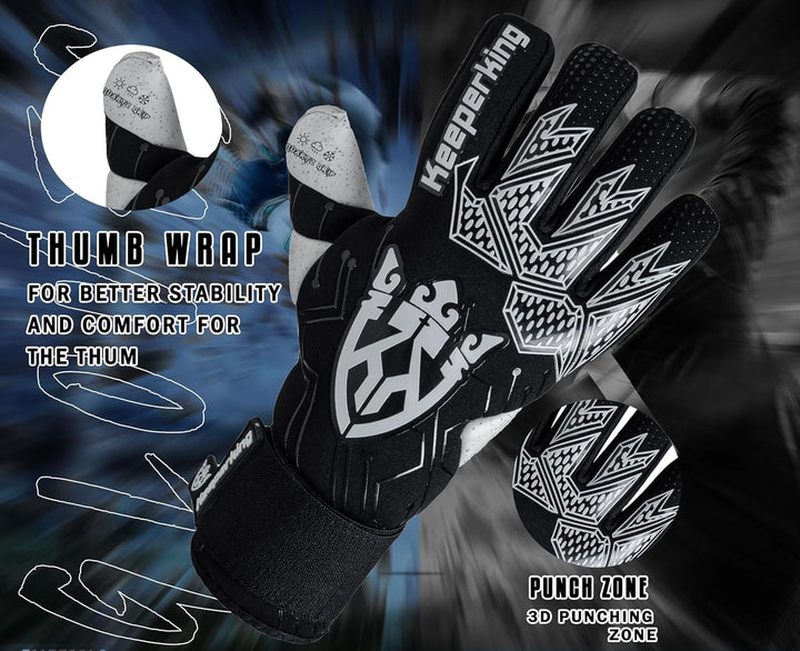 Keeperking Torwarthandschuhe für Erwachsene Fussballhandschuhe Herren Innennaht Profi Premier Grip 4