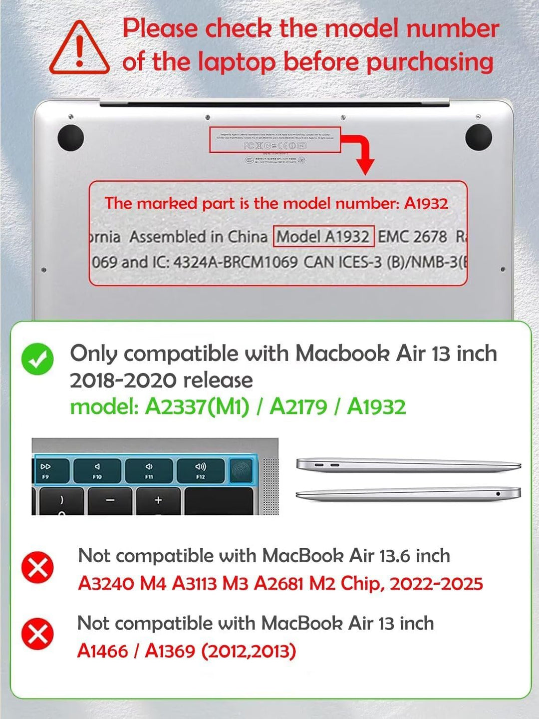 Fancity Kompatibel mit MacBook Air 13 Zoll Hülle 2020 2021 M1 A2337 A2179 A1932, Gummierte Hartschal