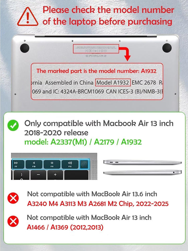 Fancity Kompatibel mit MacBook Air 13 Zoll Hülle 2020 2021 M1 A2337 A2179 A1932, Gummierte Hartschal